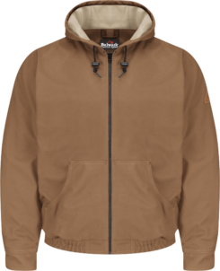 Bulwark Men’s Heavyweight Flame-Resistant Brown Duck Hooded Jacket